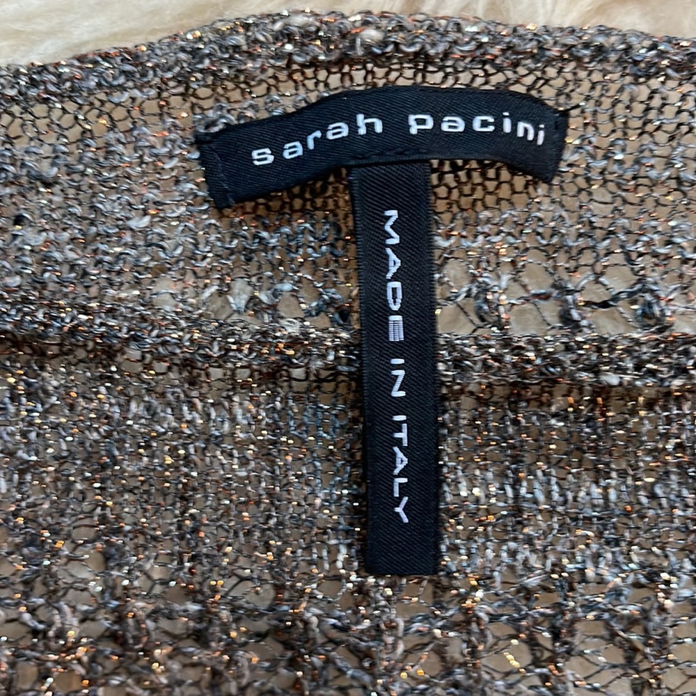 Sarah Pacini open knit taupe sweater with bronze metallic thread - Picture 2 of 3